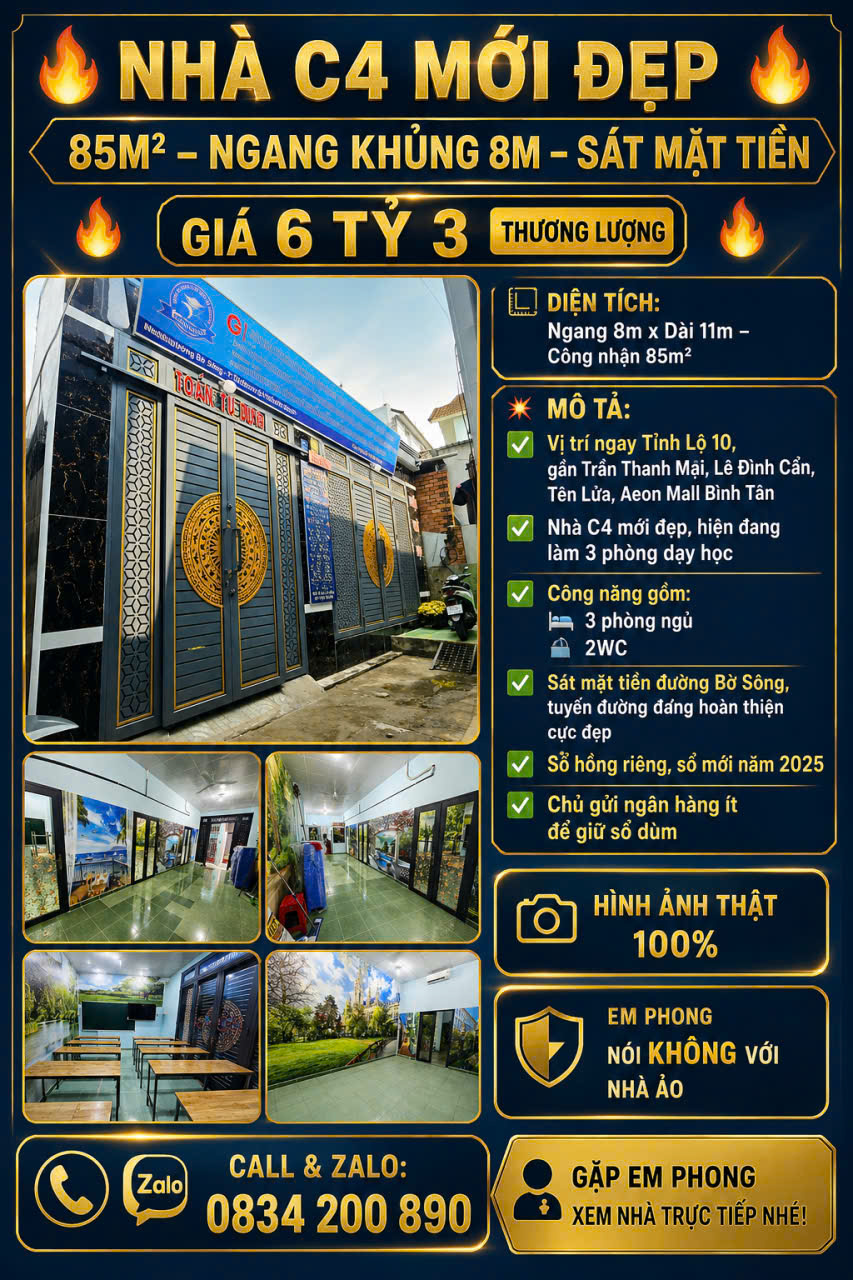 NHÀ C4 MỚI ĐẸP – NGANG KHỦNG 8M